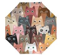 Wamika Cute Kitty Chat Parapluie Automatique Open Close Coupe-Vent Anti UV de Voyage Compact Parapluie Animaux léger Parasol parapluies Soleil et de la Pluie