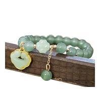 WAMIZEU Hetian Jade Bracelet de prière en jade avec cloche, bracelet porte-bonheur Feng Shui en jade naturel, bijoux chinois faits à la main pour mère, taille unique, Métal, Pas de gemme
