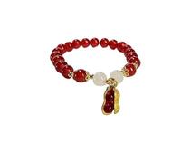 WAMIZEU Hetian Jade Bracelet de prière en jade avec cloche, bracelet porte-bonheur Feng Shui en jade naturel, bijoux chinois faits à la main pour mère, taille unique, Métal, Pas de gemme