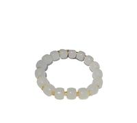 WAMIZEU Hetian Jade Bracelet de prière en jade avec cloche, bracelet porte-bonheur Feng Shui en jade naturel, bijoux chinois faits à la main pour mère, taille unique, Métal, Pas de gemme