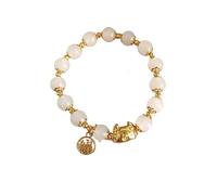 WAMIZEU Hetian Jade Bracelet de prière en jade avec cloche, bracelet porte-bonheur Feng Shui en jade naturel, bijoux chinois faits à la main pour mère, taille unique, Métal, Pas de gemme