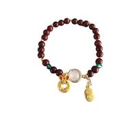 WAMIZEU Hetian Jade Bracelet de prière en jade avec cloche, bracelet porte-bonheur Feng Shui en jade naturel, bijoux chinois faits à la main pour mère, taille unique, Métal, Pas de gemme