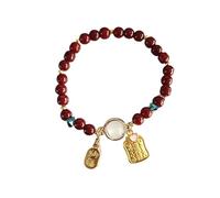 WAMIZEU Hetian Jade Bracelet de prière en jade avec cloche, bracelet porte-bonheur Feng Shui en jade naturel, bijoux chinois faits à la main pour mère, taille unique, Métal, Pas de gemme