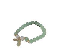 WAMIZEU Hetian Jade Bracelet de prière en jade avec cloche, bracelet porte-bonheur Feng Shui en jade naturel, bijoux chinois faits à la main pour mère, taille unique, Métal, Pas de gemme