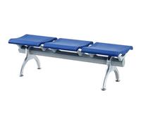 WAMJ AQDY Banc D'attente 3 Places pour Hall d'accueil Commercial, Chaise de Réception en Acier, Support Métallique et Assise en Plastique PU, Facile à Nettoyer, Idéal pour Les Cliniques(Blue)