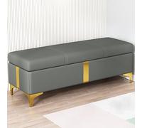 WAMJ AQDY Banc de Rangement Moderne en Cuir, Banquette Rembourrée pour Chambre, Chaise Multifonctionnelle de Bout de Lit avec Pieds en Métal et Charnières de Sécurité(Gray,140cm/55in)