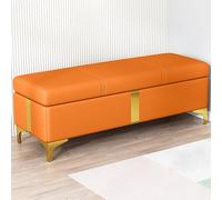 WAMJ AQDY Banc de Rangement Moderne en Cuir, Banquette Rembourrée pour Chambre, Chaise Multifonctionnelle de Bout de Lit avec Pieds en Métal et Charnières de Sécurité(Orange,110cm/43in)