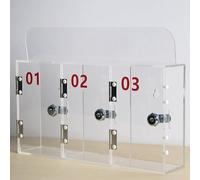 WAMJ AQDY Caisse à casiers pour téléphone portable avec 3 fentes en acrylique transparent, casier avec cadenas et clés pour bureaux et employés scolaires