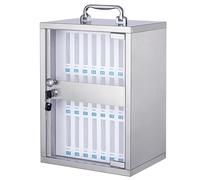 WAMJ AQDY Casier de rangement pour téléphone portable avec 24/36/48 fentes, en acier inoxydable, avec poignée et serrure de sécurité pour bureau (26 x 20 x 37 cm)