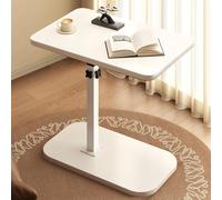 WAMJ AQDY Table d Appoint Canapé Relevable pour Canapé, Table D'appoint Pivotantes à 360° pour Salon, Bout de Basse en Forme de C pour Chambre à Coucher, Salon et Bureau(White)