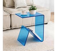 WAMJ AQDY Table D'appoint en Acrylique avec Compartiment de Rangement Ouvert, Table Canapé 10 mm D'Épaisseur, Supportant Jusqu'À 12 Kg, Montage Facile, pour Le Salon et la Chambre(Blue)