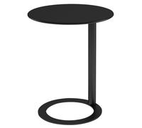 WAMJ AQDY Table D'appoint Ronde Moderne en Métal, Table D'appoint Canapé Forme en C, Piètement en O, Capacité de 6 kg, Montage Facile, pour Le Salon, la Chambre ou Le Bureau(Black,48x69cm)