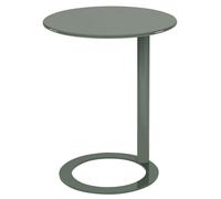 WAMJ AQDY Table D'appoint Ronde Moderne en Métal, Table D'appoint Canapé Forme en C, Piètement en O, Capacité de 6 kg, Montage Facile, pour Le Salon, la Chambre ou Le Bureau(Gray,60x74cm)