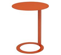WAMJ AQDY Table D'appoint Ronde Moderne en Métal, Table D'appoint Canapé Forme en C, Piètement en O, Capacité de 6 kg, Montage Facile, pour Le Salon, la Chambre ou Le Bureau(Orange,48x69cm)
