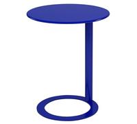 WAMJ AQDY Table D'appoint Ronde Moderne en Métal, Table D'appoint Canapé Forme en C, Piètement en O, Capacité de 6 kg, Montage Facile, pour Le Salon, la Chambre ou Le Bureau(Blue,60x74cm)