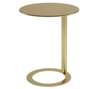 WAMJ AQDY Table D'appoint Ronde Moderne en Métal, Table D'appoint Canapé Forme en C, Piètement en O, Capacité de 6 kg, Montage Facile, pour Le Salon, la Chambre ou Le Bureau(Gold,60x74cm)