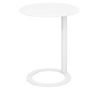 WAMJ AQDY Table D'appoint Ronde Moderne en Métal, Table D'appoint Canapé Forme en C, Piètement en O, Capacité de 6 kg, Montage Facile, pour Le Salon, la Chambre ou Le Bureau(White,48x56cm)