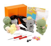 Wamkon Kit de crochet Kit complet de démarrage au crochet Kit d'animaux au crochet d'accessoires tricot avec fil Crochet Crochet Fibre de polyester pour bricolage
