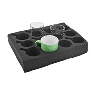 Support de tasses, Support de verres pour 12 pièces, Mousse spéciale, 330 x 245 x 60 mm, noir
