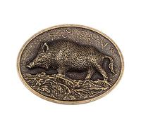 Wan Vintage Cochon Western Laiton Sanglier Indien Métal Artisanat Boucle de Ceinture en Métal Forme Ovale en Laiton Massif