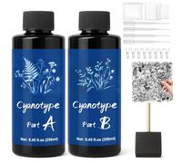 WAN2TLK Kit de cyanotype, kit d'impression solaire pour plans photographiques sur papier et tissu, 2 composants de solution cyanotype sensibilisateur pour travaux manuels et projets de bricolage