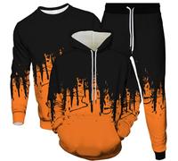 WANAHTON Ensemble de 3 vêtements de jogging dégradés 3D, unisexe, survêtement décontracté, vêtements de sport, sweat à capuche et pantalon de jogging, convient pour le shopping et les fêtes, Couleur