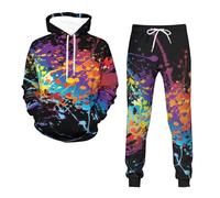 WANAHTON Survêtement pour homme - Ensemble de peinture graffiti 3D avec pantalon de survêtement et sweat à capuche - 2 pièces - Vêtements de sport pour femme - Survêtement de loisirs pour homme,