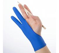WANAM 1 paire de gants d'artiste pour dessin et dessin, dessin, graphique, bleu, à deux doigts, taille S