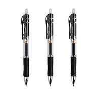 WANAM Lot de 3 stylos à encre gel rétractables pour recharges d'écriture, accessoires de bureau, fournitures scolaires, papeterie, noir