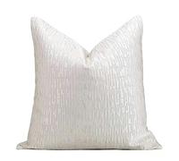 WANAM Taie d'oreiller décorative pour canapé et maison de luxe en couleur crème, beige et doré