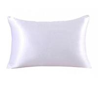 WANAM Taie d'oreiller en soie - Taie d'oreiller en satin - Confortable - Blanc - 35 x 50 cm