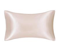 WANAM Taie d'oreiller en soie - Taie d'oreiller en satin - Confortable - Camel - 35 x 50 cm