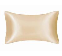 WANAM Taie d'oreiller en soie - Taie d'oreiller en satin - Confortable - Champagne - 35 x 50 cm