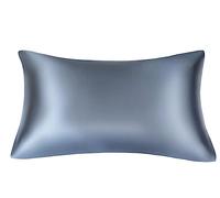 WANAM Taie d'oreiller en soie - Taie d'oreiller en satin - Confortable - Gris foncé - 35 x 50 cm