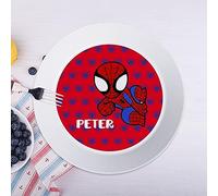 Wanapix | Assiette pour Enfants Personnalisée avec Nom | Assiette Incassable Plastique | Enfants et Bébés | Sans BPA | Va au Lave-Vaisselle | 19ø cm | Héros araignée