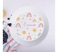 Wanapix | Assiette pour Enfants Personnalisée avec Nom | Assiette Incassable Plastique | Enfants et Bébés | Sans BPA | Va au Lave-Vaisselle | 19ø cm | Soleil