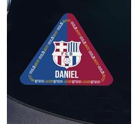 Wanapix | Autocollant Barcelona avec Nom | Résistant aux Intempéries | Forme Triangle 15x13cm | Supporter Barça