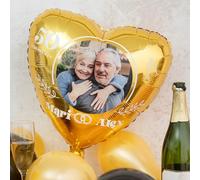 Wanapix | Ballon Cœur Personnalisé avec Photo et Texte | Ballons Anniversaire | Decoration Saint Valentin | 49 cm | Ballons de Baudruche/Gonflable | Doré