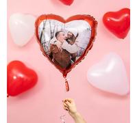 Wanapix | Ballon Cœur Personnalisé avec Photo et Texte | Ballons Anniversaire | Decoration Saint Valentin | 49 cm | Ballons de Baudruche/Gonflable | Rouge