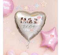 Wanapix | Ballon Cœur Personnalisé avec Photo et Texte | Ballons Anniversaire | Decoration Saint Valentin | 49 cm | Ballons de Baudruche/Gonflable | Argent