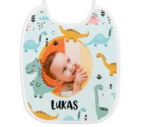 Wanapix | Bavoir Bébé Personnalisé avec Photo | Bavoirs Bebe Naissance | Cadeau Original Garcon/Fille | 18x22cm | Dinos