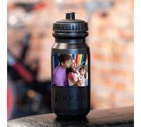 Wanapix | Bidon de Cyclisme Personnalisé | Couleur Noire | Gourde pour Vélo avec la Photo ou le Nom de Votre Choix | Capacité de 620 ml | Sans BPA | Triangles + 2 Photos