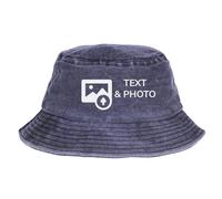 Wanapix | Bob Personnalisé | Couleur Bleu | Bob Type Bob avec Images ou Textes | Bob 100% Coton Respirant | Chapeau de Protection UV pour Le Soleil | 100% Personnalisé
