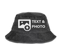 Wanapix | Bob Personnalisé | Couleur Noir | Bobs avec Images ou Textes | 100% Coton Respirant | Chapeau de Protection UV pour Le Soleil | 100% Personnalisé