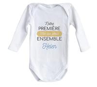 Wanapix | Body bébé personnalisé Fête des Pères | Cadeau Original pour Papa | Body Bébé Personnalisé avec Nom | Bodysuit Blanc à Manches Longues | 3-6 Mois | Première fête des pères