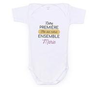 Wanapix | Body Personnalisé | Cadeaux Fête des Mères | Fermeture à boutons-pression | 6 Mois - Manches Courtes | Notre première fête