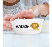 Wanapix | Bol Plastique Incassable Personnalisé | Vaisselle pour Enfants | Bol avec Nom pour Le Petit Déjeuner | sans BPA | Lavable au Lave-Vaisselle | 300ml | Lion