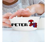 Wanapix | Bol Plastique Incassable Personnalisé | Vaisselle pour Enfants | Bol avec Nom pour Le Petit Déjeuner | sans BPA | Lavable au Lave-Vaisselle | 300ml | Spider Hero