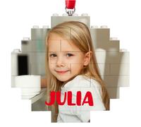 Wanapix | Boule de Noël Blocks Personnalisée | Couleur Blanche | avec Photo ou Nom | Décoration pour Sapin de Noël composée de Blocs de Jouets | Compatible avec Les Jeux de Blocs Les Plus Populaires