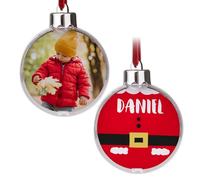 Wanapix | Boule de Noël Personnalisé avec Photo et Texte | Photos Interchangeables | Deux Côtés | Décorations de l'arbre de Noël | 8 cm | Père Noel